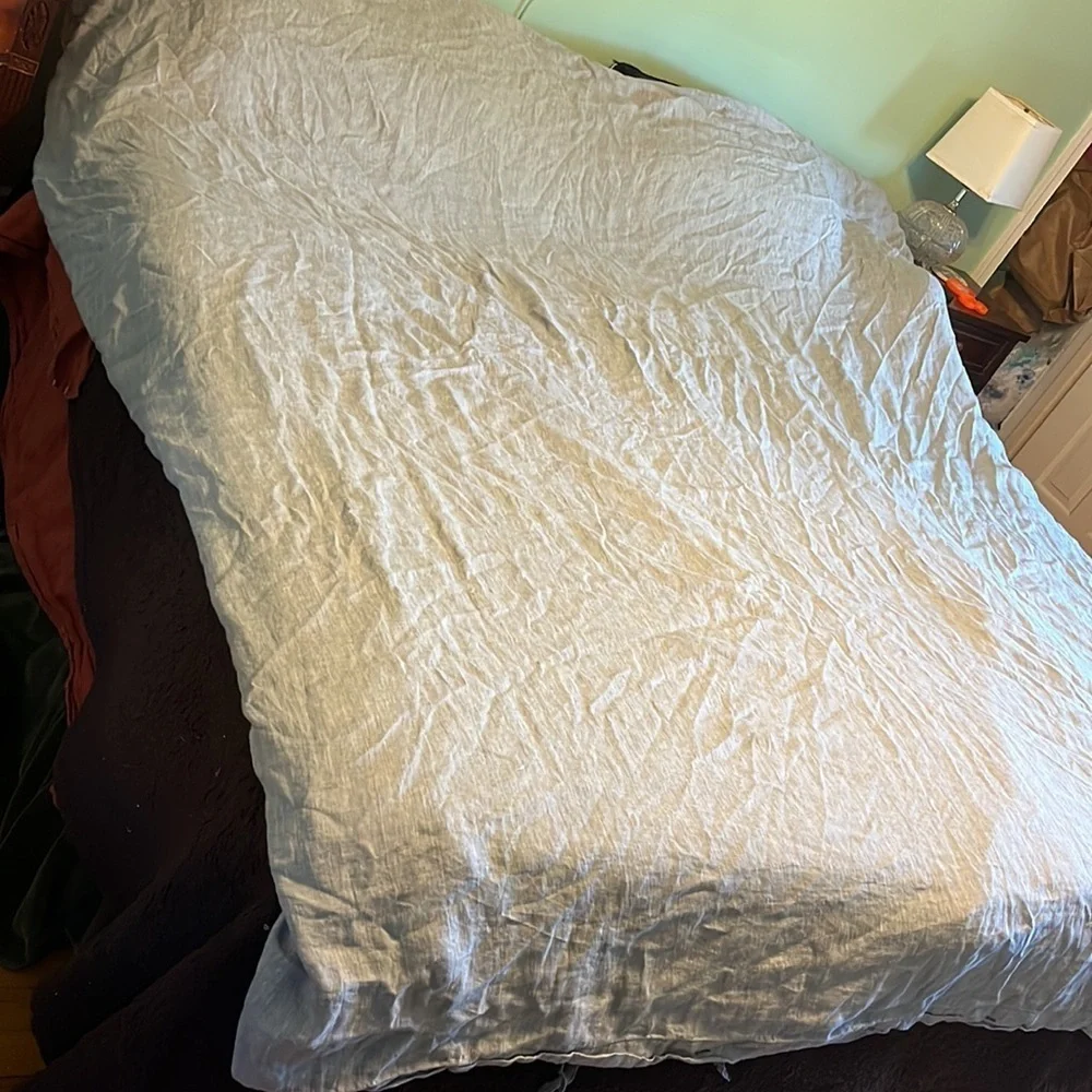 New Anthropologie Harmony Hemp Duvet Cover Gray Queen